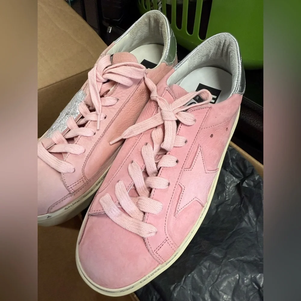Golden Goose sz 7B Pink and Silver Sneakers NEW with Box - Picture 2 of 16